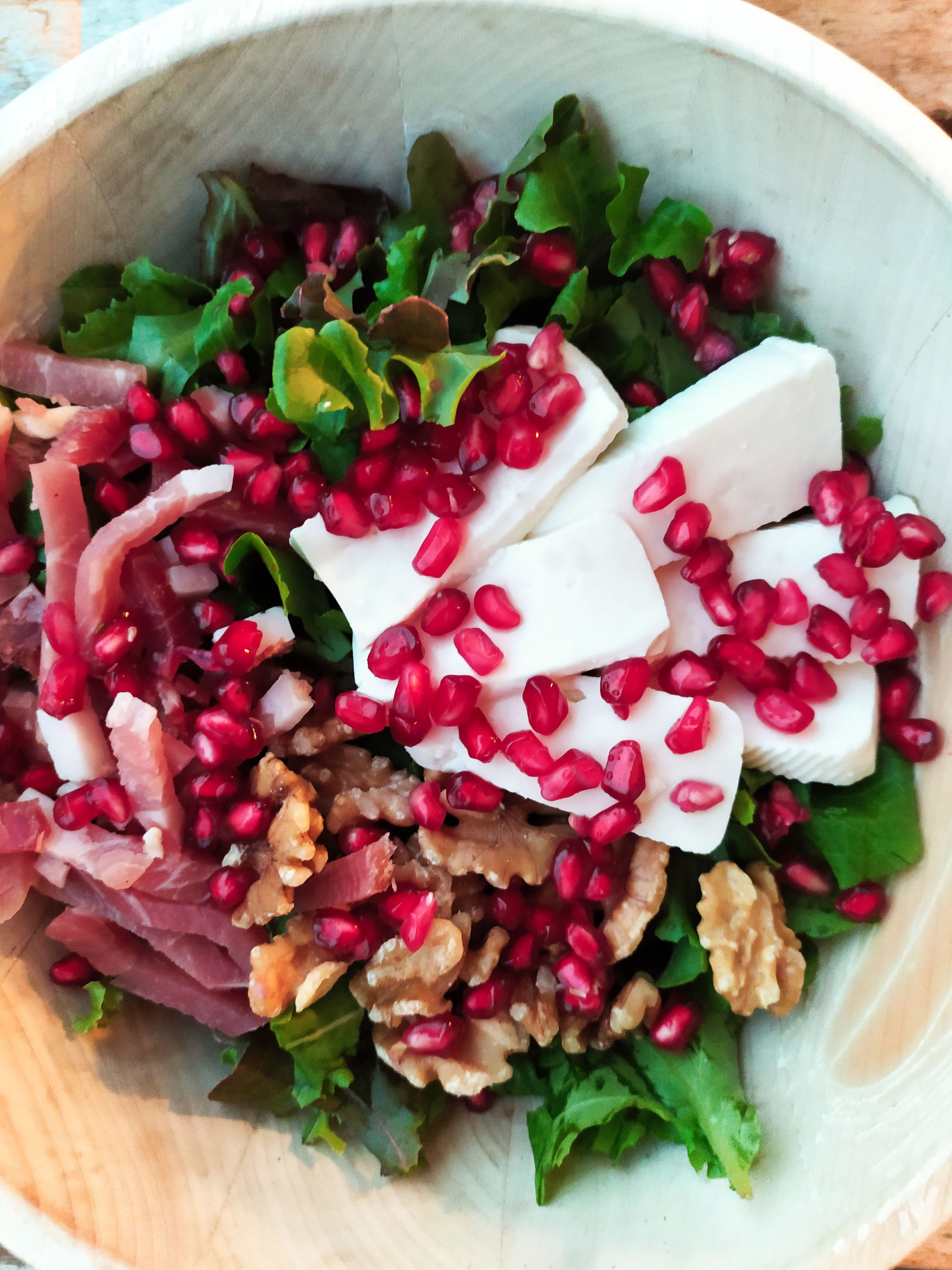 pomegranate speck cheese salad vertical