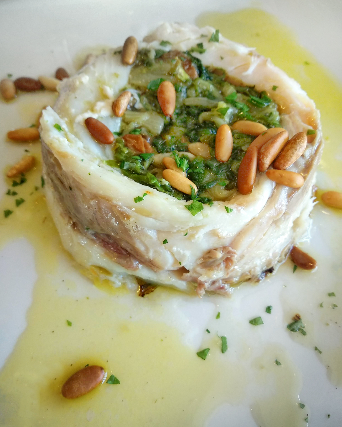 sea bream flan with escarole