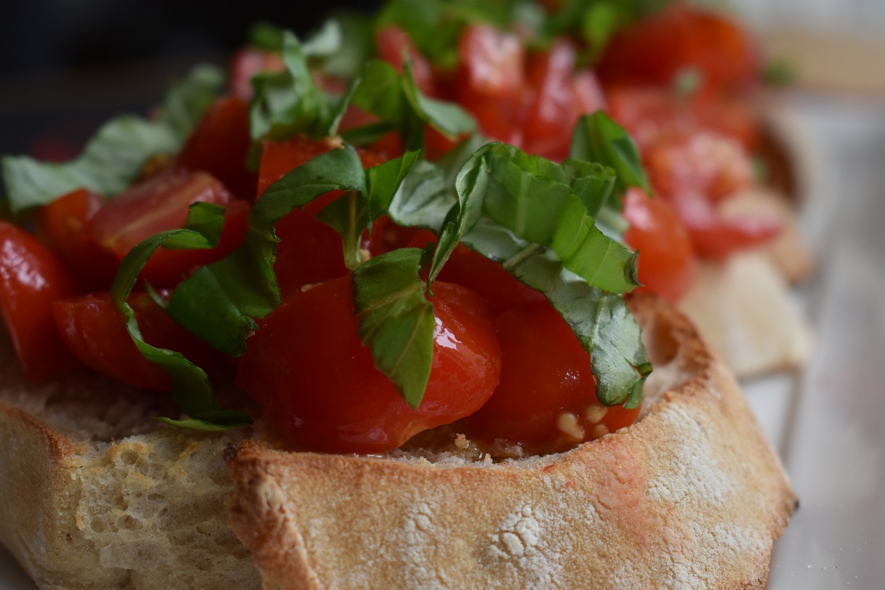 tomato bruschetta close up