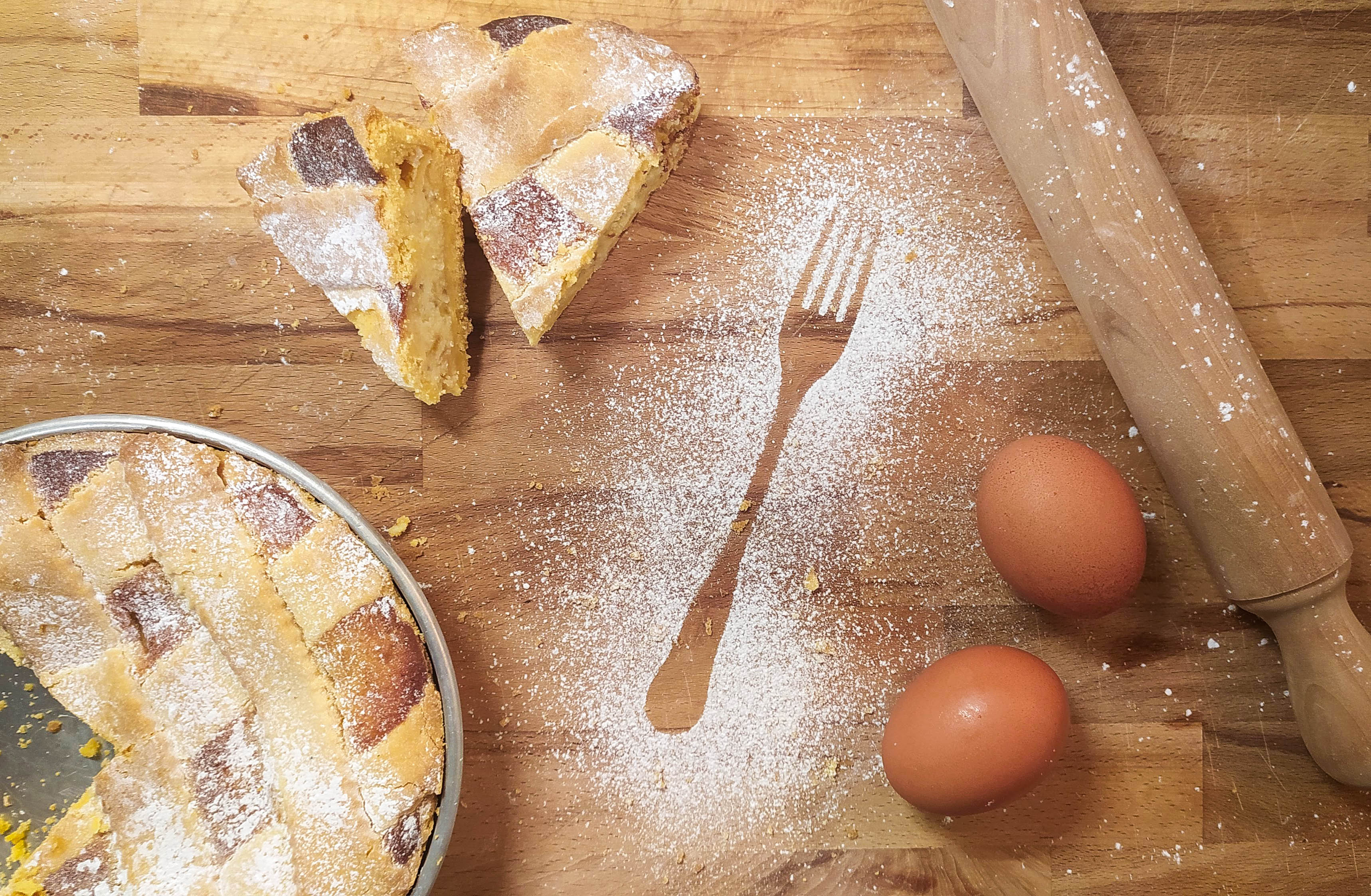 pastiera napoletana with fork