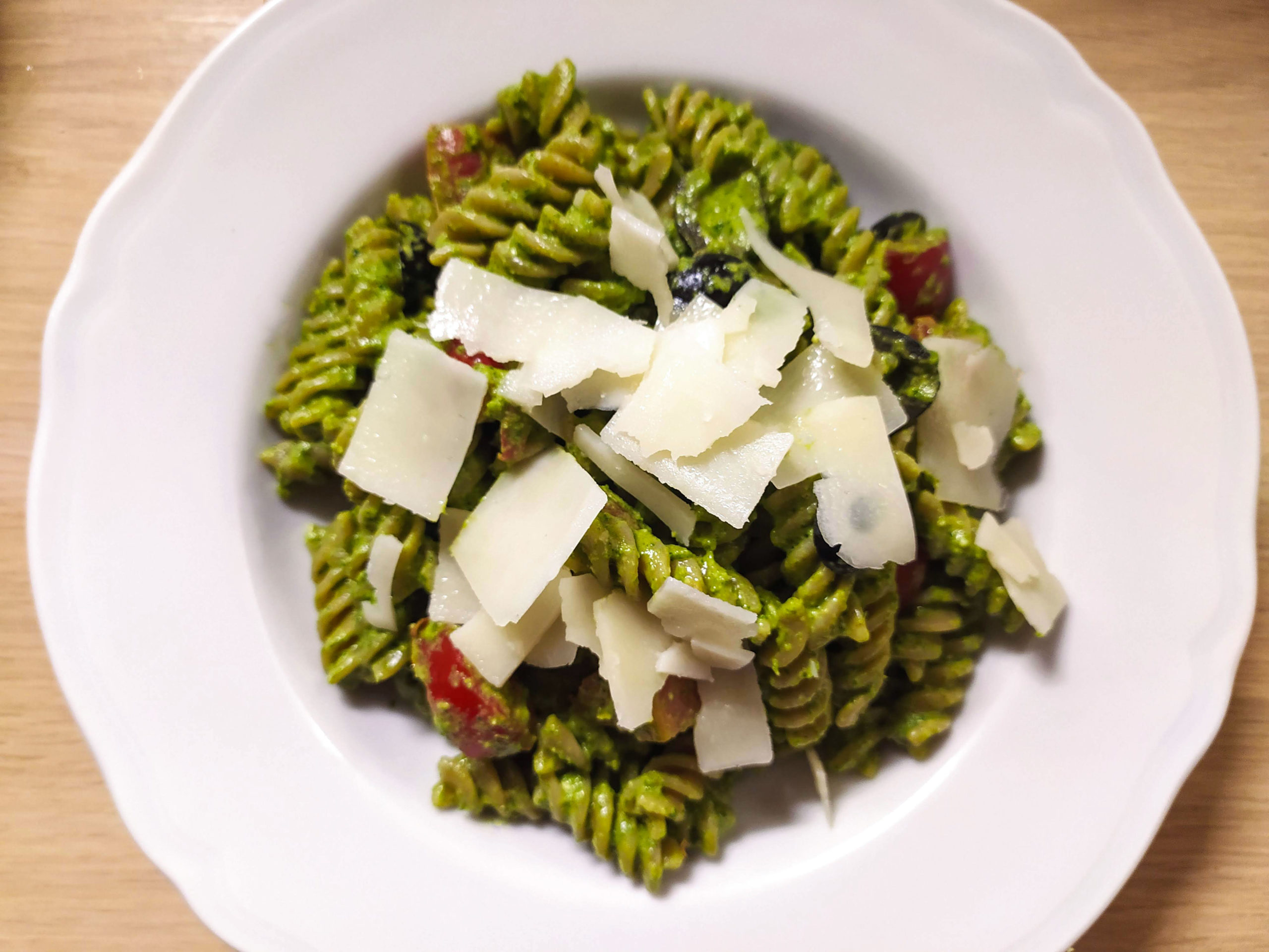 wholemeal fusilli arugula pesto